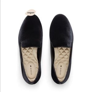 Birdies black velvet slippers